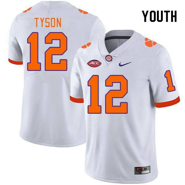 Youth Clemson Tigers Paul Tyson #12 College White NCAA Authentic Football Stitched Jersey 23JT30ZO